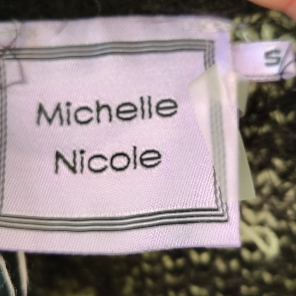 Michelle Nicole Women's Small  Black White Shaggy Open Cardigan Soft Cozy Aztec - Picture 6 of 8